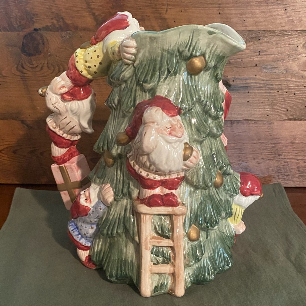 Fitz and Floyd Santa and Elves pitcher